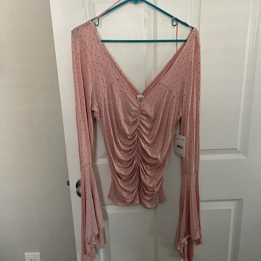 Free people bell sleeve deep v shirt
